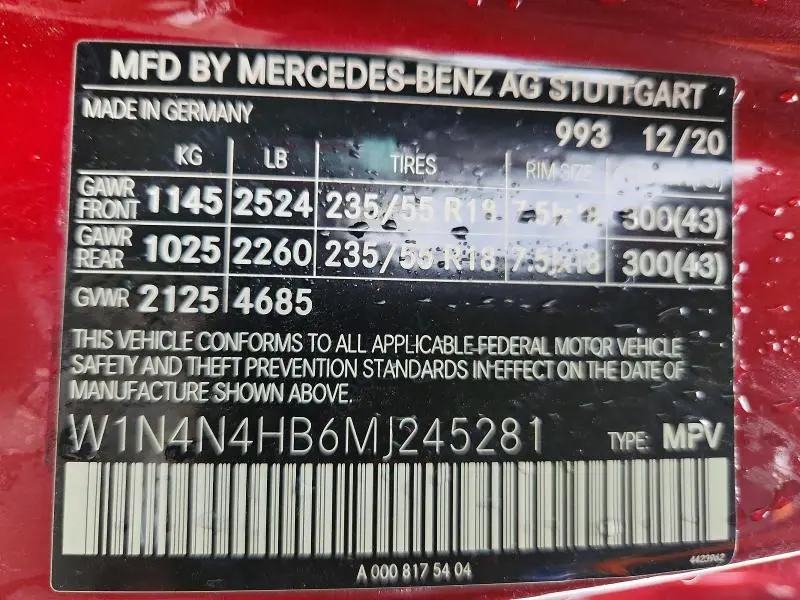 2021 MERCEDES-BENZ GLA 250 4MATIC  
