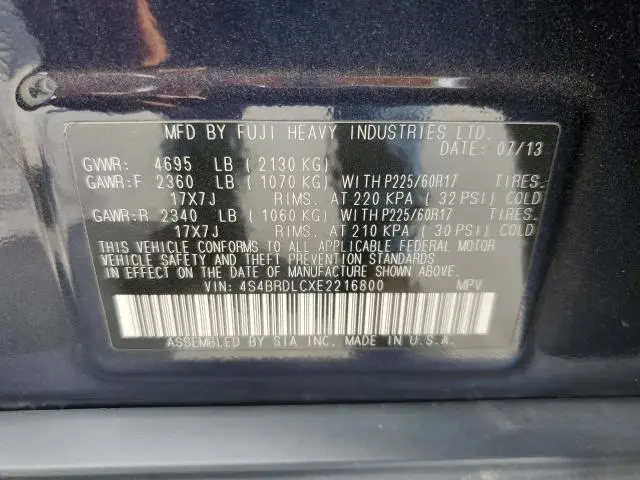 2014 SUBARU OUTBACK 3.6R LIMITED  