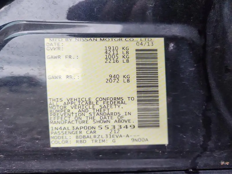 2013 NISSAN ALTIMA 2.5  