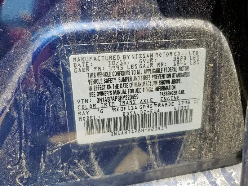 2017 NISSAN SENTRA S  
