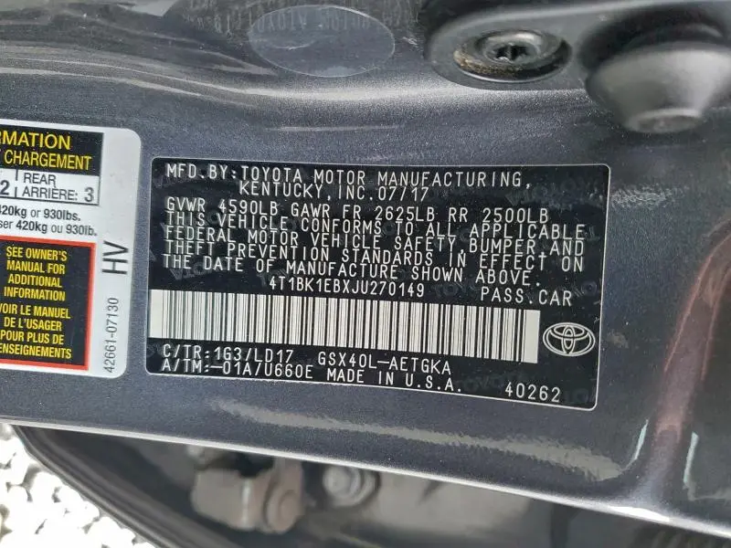 2018 TOYOTA AVALON XLE  