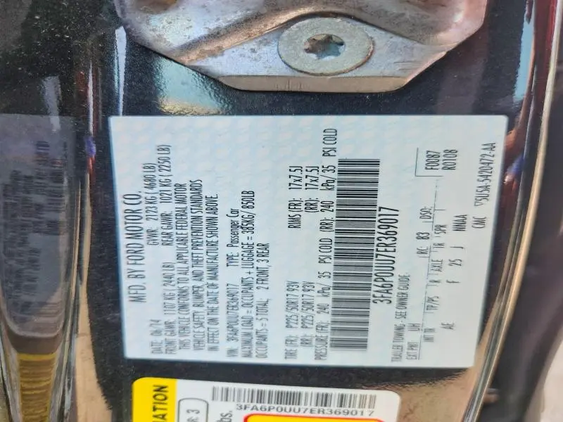 2014 FORD FUSION S HYBRID  