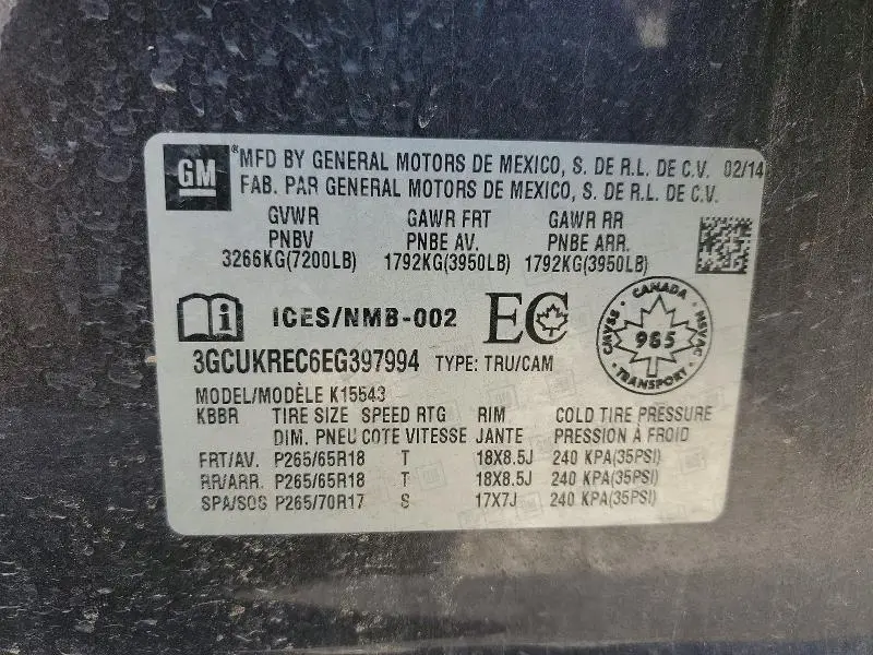 2014 CHEVROLET SILVERADO K1500 LT  