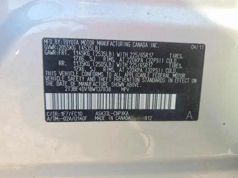 2011 TOYOTA RAV4 BASE  