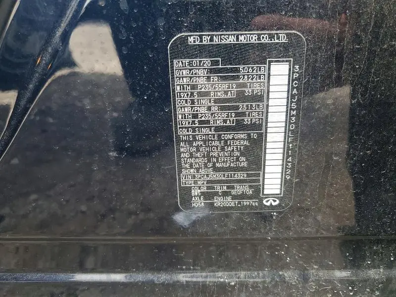 2020 INFINITI QX50 LUXE  