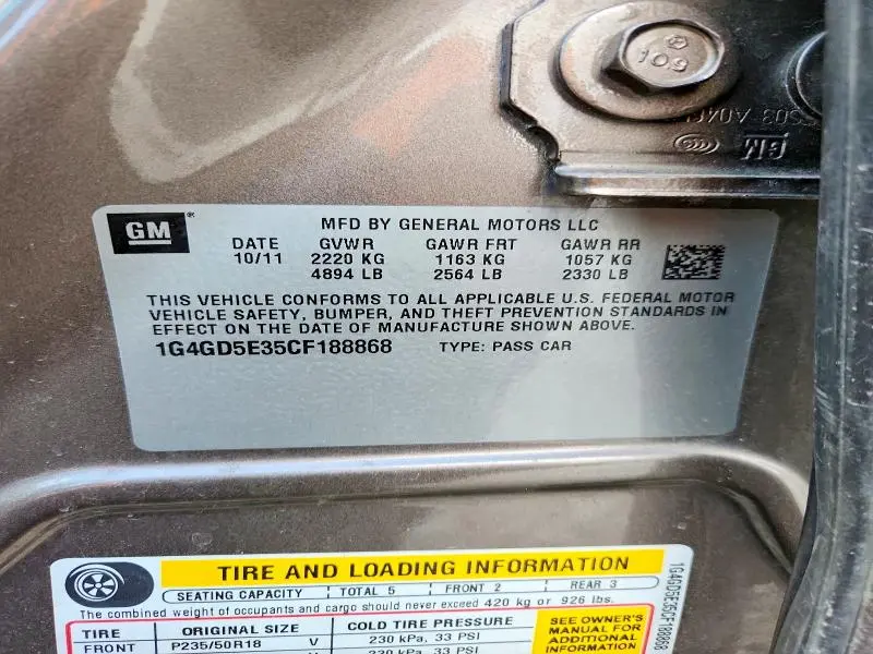 2012 BUICK LACROSSE   