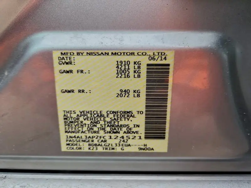 2015 NISSAN ALTIMA 2.5  