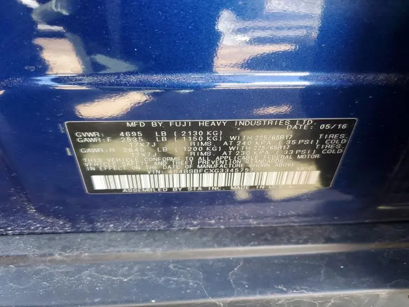 2016 SUBARU OUTBACK 2.5I PREMIUM  