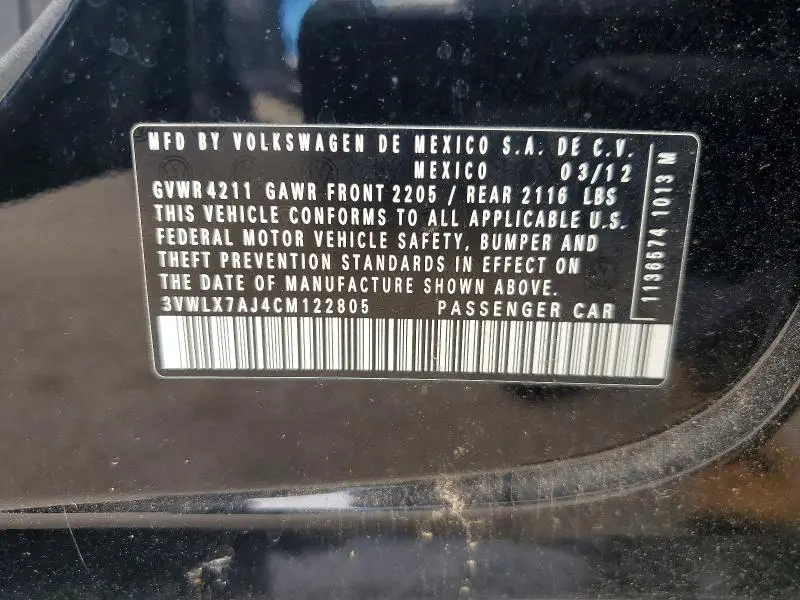 2012 VOLKSWAGEN JETTA SEL  