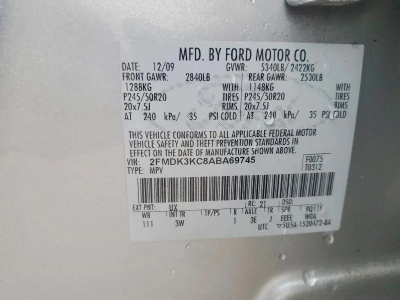 2010 FORD EDGE LIMITED  