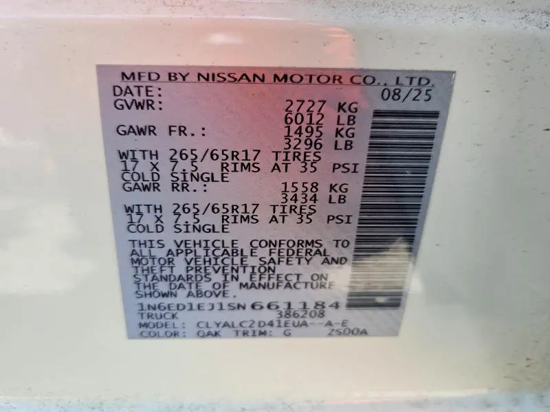 2025 NISSAN FRONTIER SV  