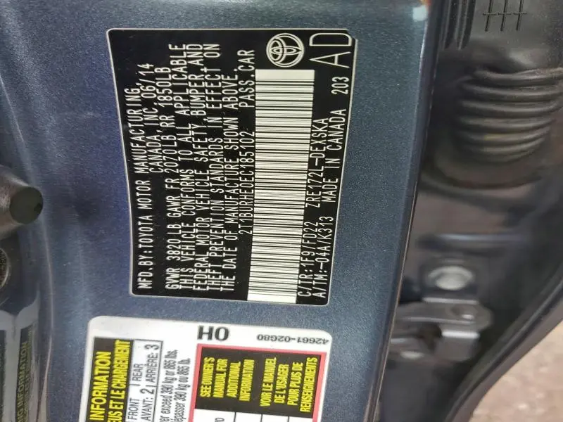 2014 TOYOTA COROLLA L  