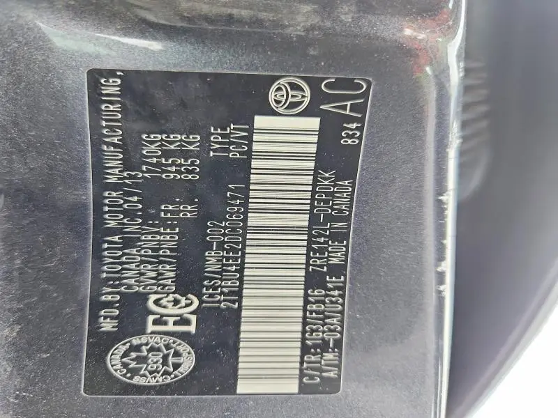 2013 TOYOTA COROLLA BASE  