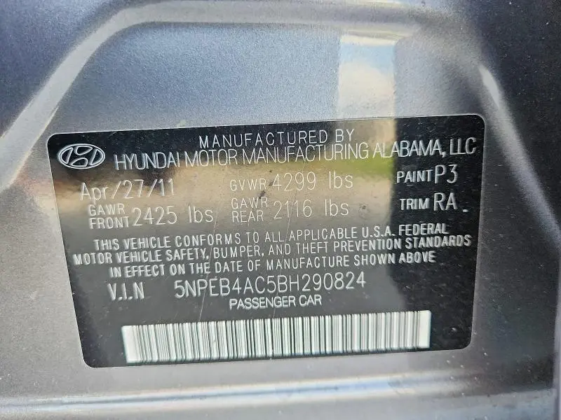 2011 HYUNDAI SONATA GLS  