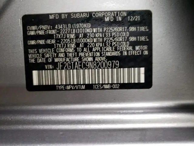 2022 SUBARU CROSSTREK PREMIUM