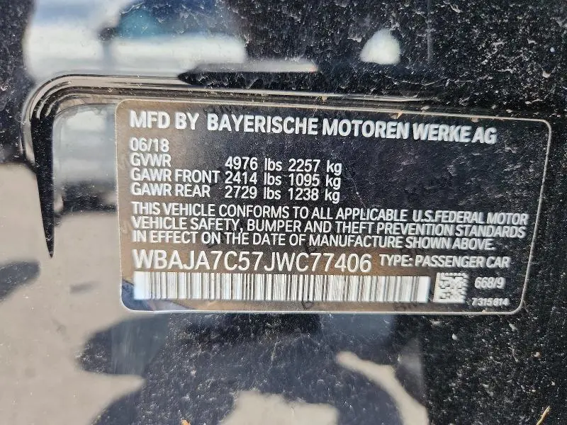 2018 BMW 530 XI  