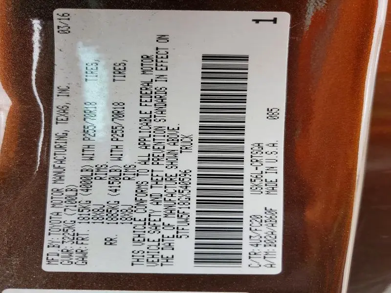 2016 TOYOTA TUNDRA SR5  