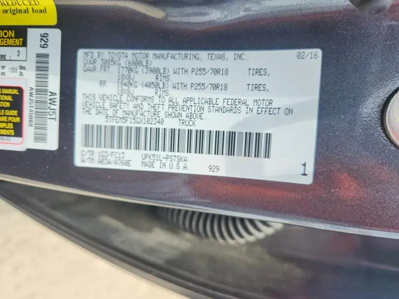 2016 TOYOTA TUNDRA CREWMAX SR5  