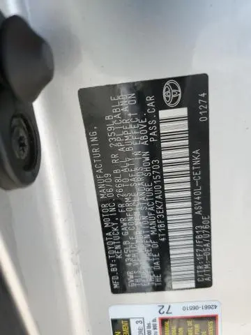 2010 TOYOTA CAMRY BASE  