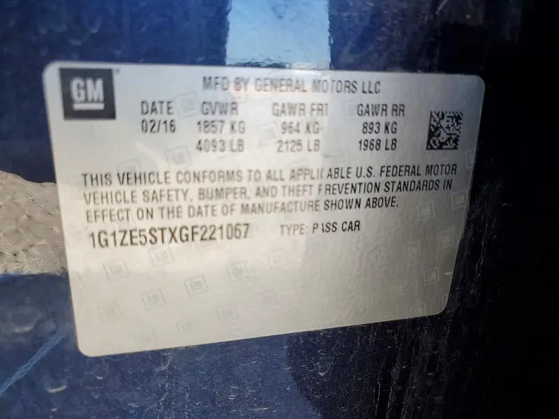 2016 CHEVROLET MALIBU LT  