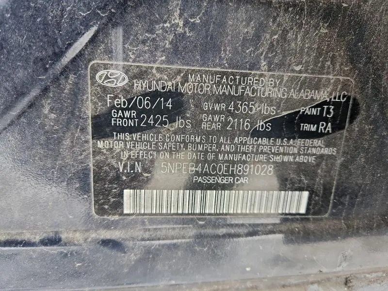 2014 HYUNDAI SONATA GLS  