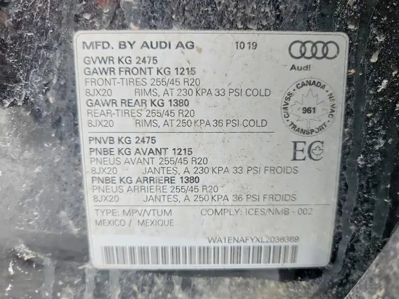 2020 AUDI Q5 TITANIUM PREMIUM PLUS  