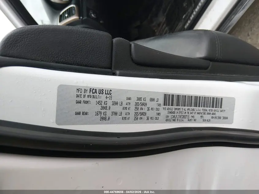 2015 JEEP GRAND CHEROKEE SUMMIT