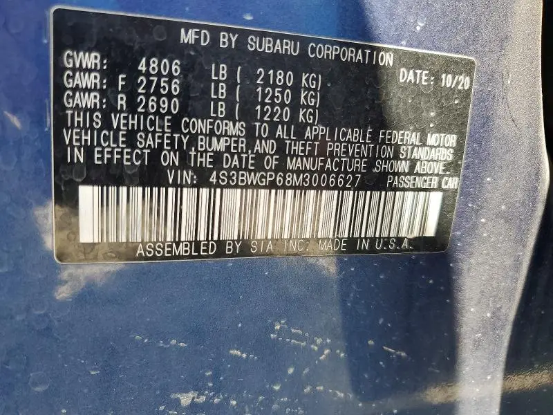 2021 SUBARU LEGACY TOURING XT  
