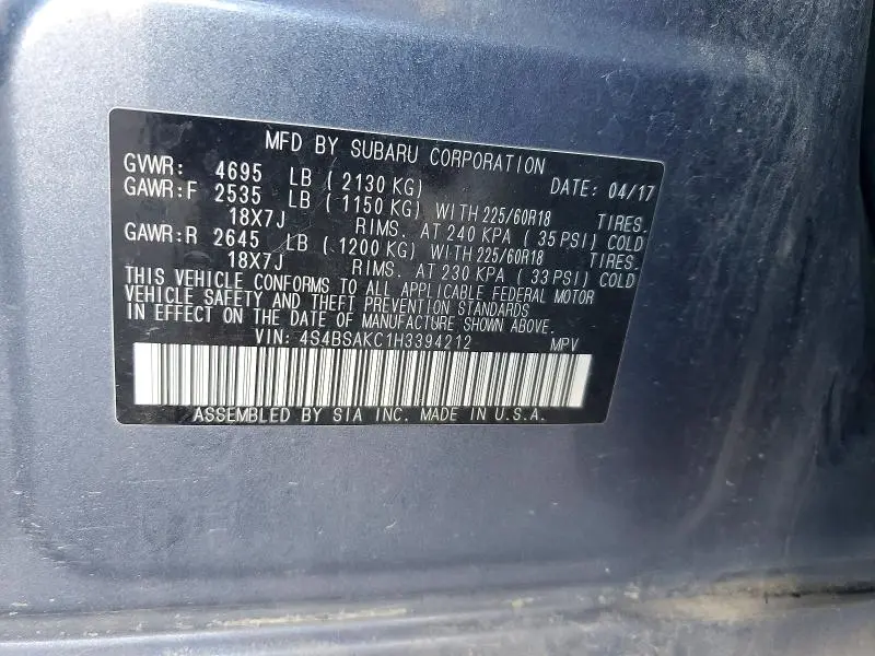 2017 SUBARU OUTBACK 2.5I LIMITED  