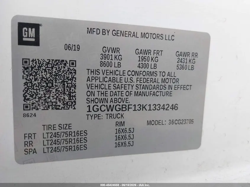 2019 CHEVROLET EXPRESS 2500 WORK VAN