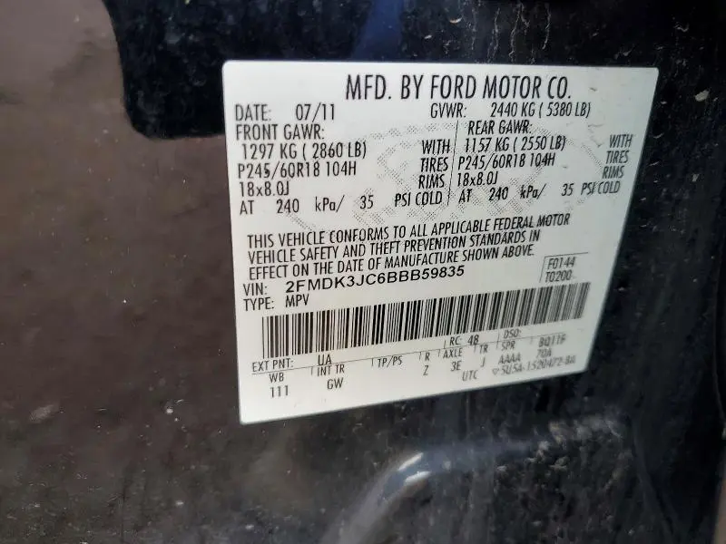 2011 FORD EDGE SEL  