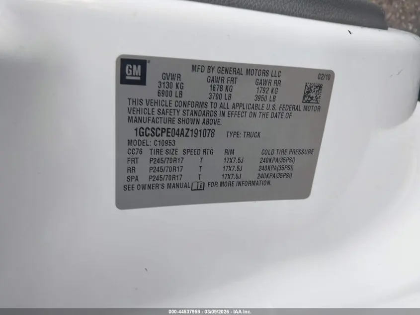 2010 CHEVROLET SILVERADO 1500 WORK TRUCK