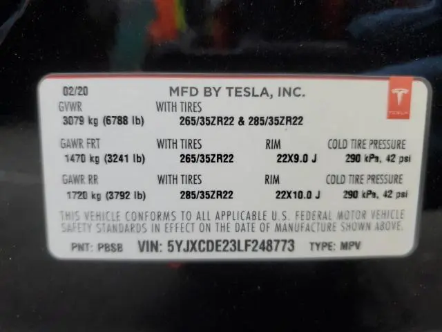 2020 TESLA MODEL X 
