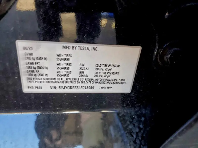2020 TESLA MODEL Y   