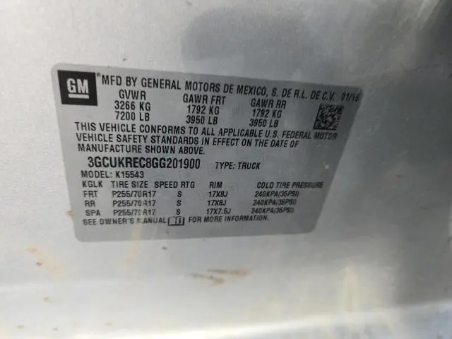 2016 CHEVROLET SILVERADO K1500 LT  