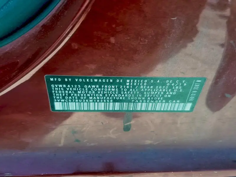 2019 VOLKSWAGEN JETTA S  