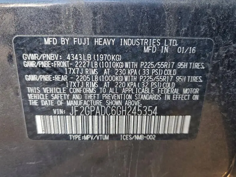 2016 SUBARU CROSSTREK PREMIUM  