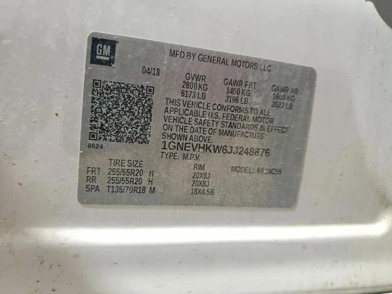 2018 CHEVROLET TRAVERSE LT  