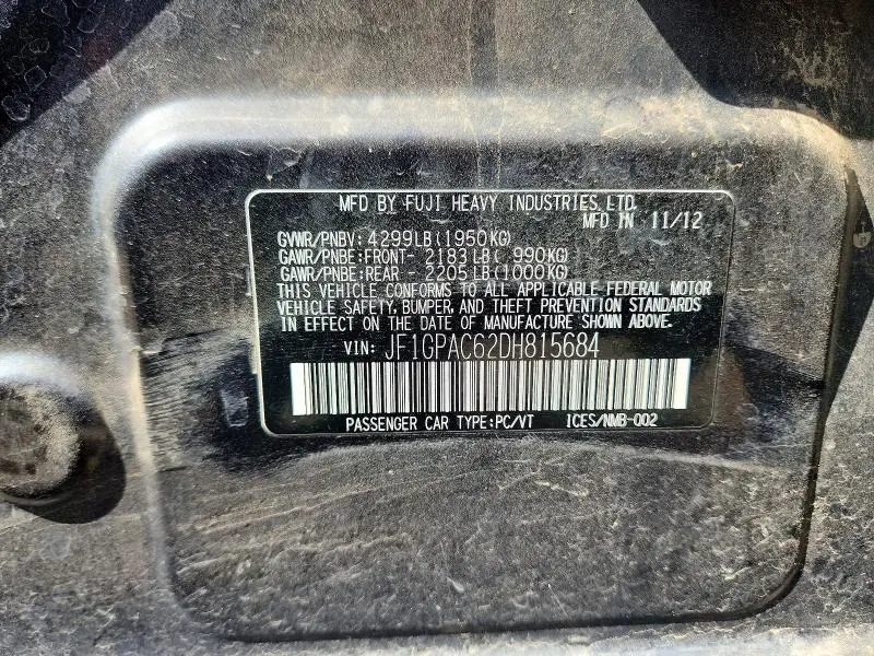 2013 SUBARU IMPREZA PREMIUM  