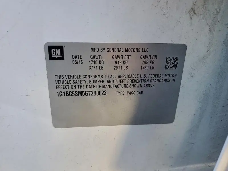 2016 CHEVROLET CRUZE LS  