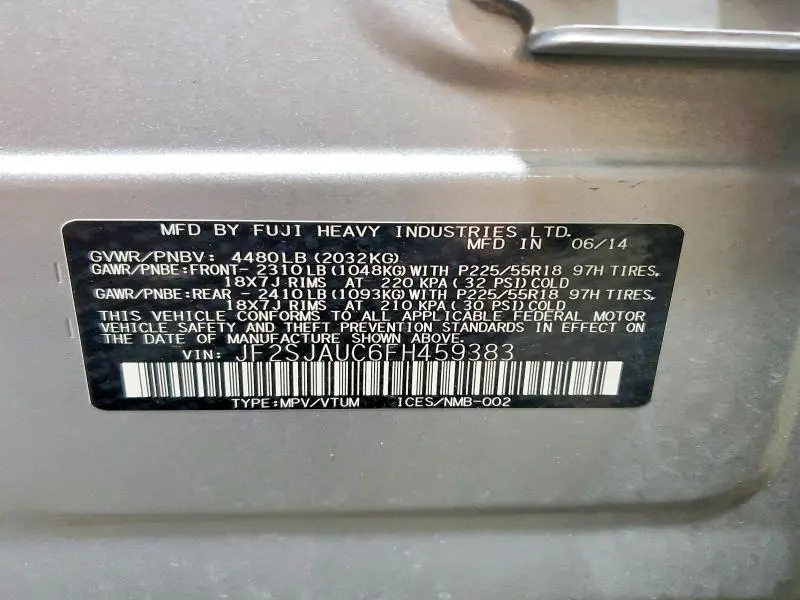 2015 SUBARU FORESTER 2.5I TOURING  