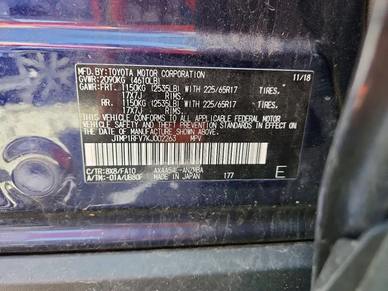 2019 TOYOTA RAV4 XLE  
