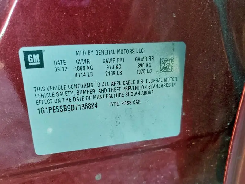 2013 CHEVROLET CRUZE LT  