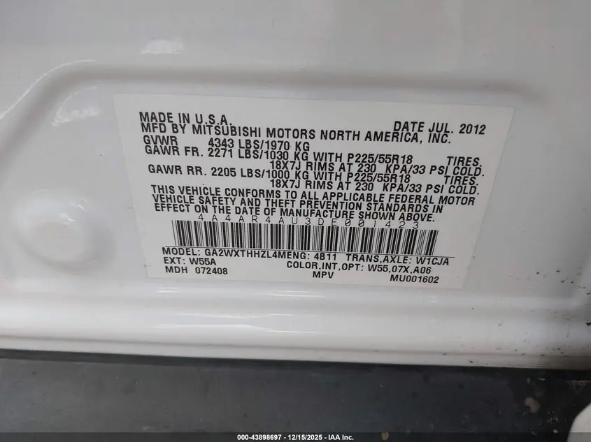 2013 MITSUBISHI OUTLANDER SPORT SE