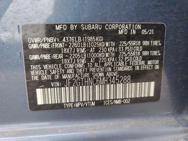 2021 SUBARU CROSSTREK LIMITED