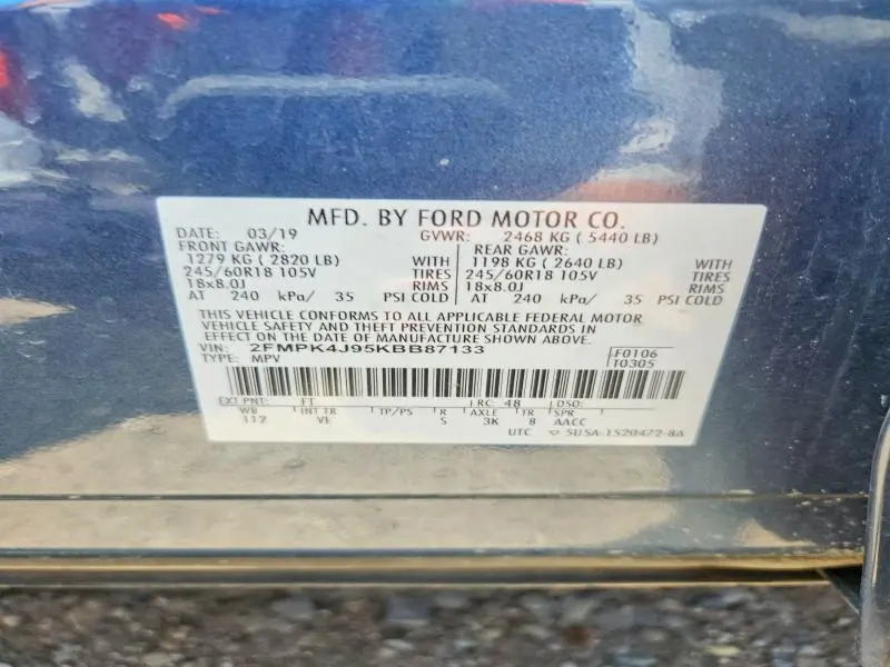 2019 FORD EDGE SEL  