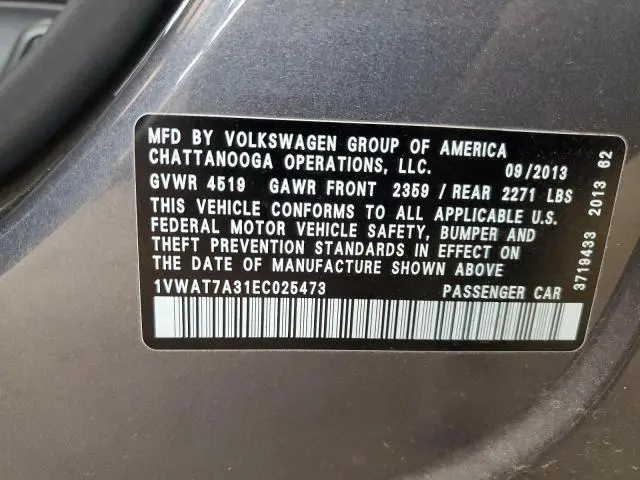 2014 VOLKSWAGEN PASSAT S  