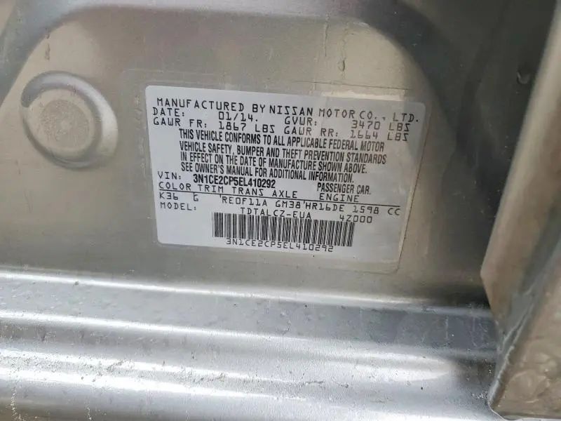 2014 NISSAN VERSA NOTE S PLUS  