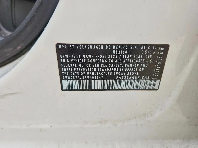 2015 VOLKSWAGEN JETTA BASE  