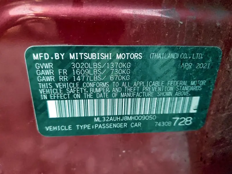 2021 MITSUBISHI MIRAGE ES  